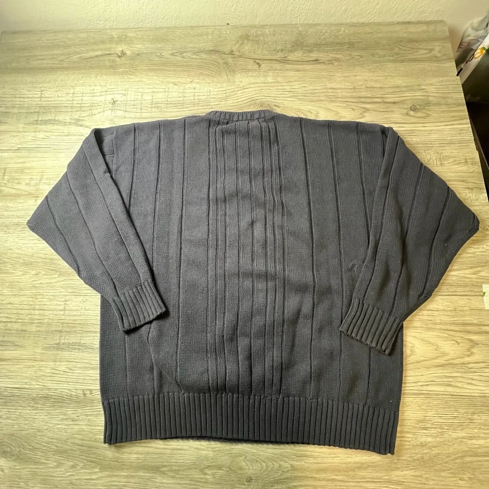 Gant Sweater Mens XL‎ Navy Blue Cotton Cable Knit Hand Framed Crew Neck Pullover